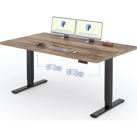 FlexiSpot Bureau Assis Debout Une Pièce 2 Mot 160×80. Noir+Grian