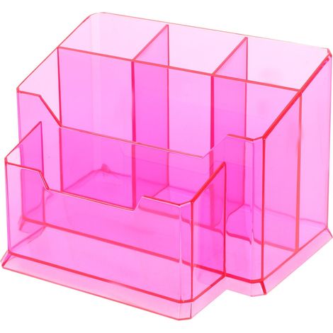 Scatola porta pennelli per unghie in acrilico rosa, dimensioni: 15,5 x 11 x 10 cm