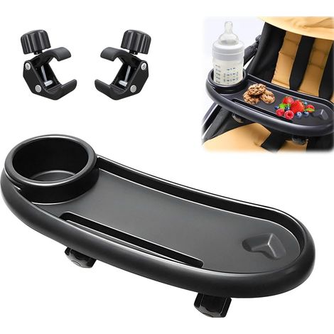Bandeja para meriendas 3 en 1 para cochecito, bandeja universal para cochecito, bandeja extraíble con clip ajustable, accesorios para la mayoría de cochecitos con reposabrazos. (1/5)