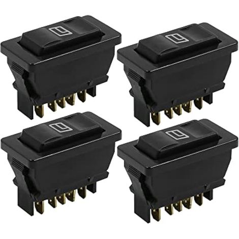 4 pièces Interrupteur de lève-vitre à bouton poussoir 5 broches avec voyant universel 12V CC (1/4)