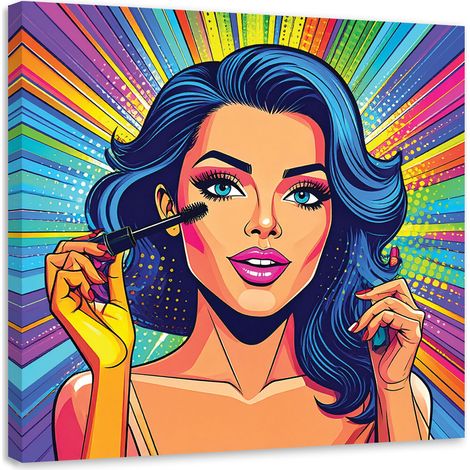 Leinwandbilder Frau beim Schminken im Pop Art Stil 30x30 (1/5)
