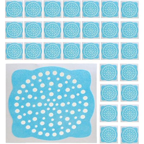 Raccogli capelli per lo scarico della doccia - Protezione per lo scarico della doccia - Previene l'intasamento - Design autoadesivo - 30 pezzi - Azzurro cielo (1/5)