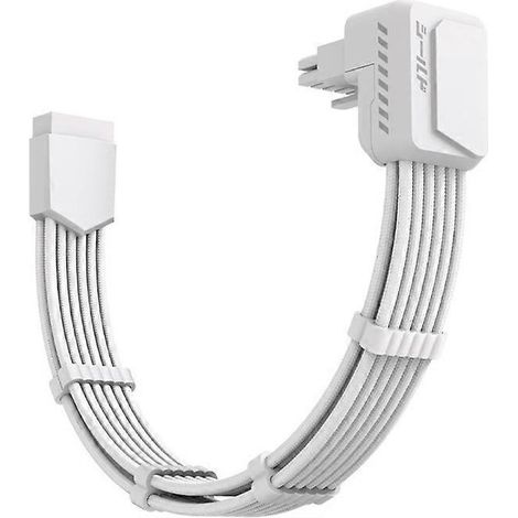 600-W-GPU-Stromverlängerungskabel (12+4 Pins), 16-Pin-Adapter für Grafikkarten, 90°-Winkelstecker für 40/50-Zoll-Grafikkarten, RGB-weiß (1/5)