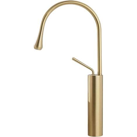 Robinet Cuisine, Mitigeur Cuisine de Pivotant à 360°, Robinetterie de Cuisine avec Bec Haut, Robinet Evier Froid & Chaud, doré brossé 45cm (1/5)