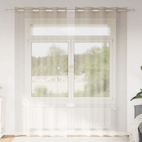 Voile-Vorhang mit Vorhängen 2 pcs Sand 225 x 140 cm Polyester