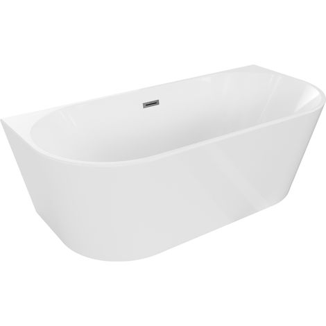 Mexen Oval baignoire autoportante contre le mur 140 x 75 cm, blanche, évacuation gun metal - 52671407500-95 (1/5)
