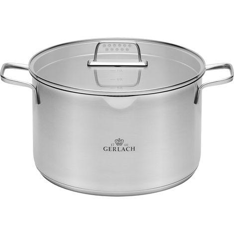 Marmite 10 L Cuisinière électrique à induction à gaz en céramique Passe au four au lave-vaisselle Marmite à viande à induction Ø 28 cm avec couvercle en verre trempé (1/5)