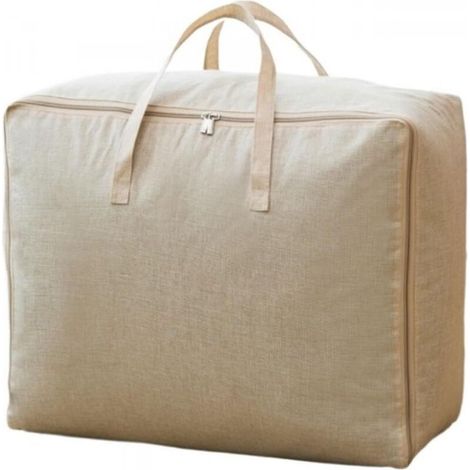 Lot de 2, Sac de Rangement pour Couette en épais, Sac Rangement Vetement Sous Lit Housse Rangement Couette avec Poignée Renforcée pour Édredons Couvertures Oreillers Vestes,beige, 57x40x22cm (1/3)