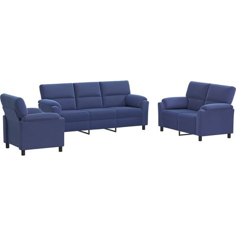 Juego de Sofá 3 pcs Azul Policía Terciopelo vidaXL (1/5)
