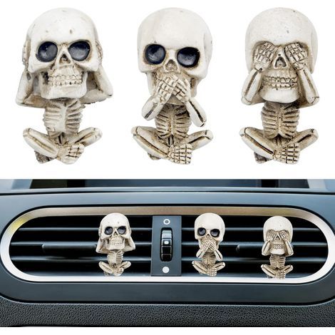 3-Piece Air Freshener Diffuser Set, Skeleton Air Vent Clip, Dashboard Decoration, Car Interior Accessory (1/5)