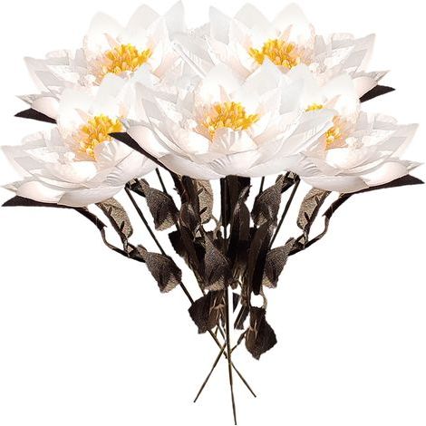 Fleur de Lotus Artificielle 6 Pièces, Fleur de Plante Colorée élégante pour la Décoration de Fête de Bureau de Cuisine à Domicile (221013DJ01-3) (1/4)