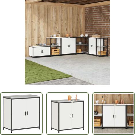 vidaXL Stahlregal - Küchenaufbewahrung mit Regal mit Tür Weiß 60 x 50 x 92 cm Stahl (1/5)