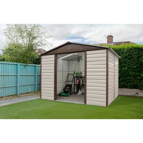 Yardmaster Metall-Gerätehaus "Brandenburg 108", taupe, 6,44 m², mit Bodenrahmen (1/5)