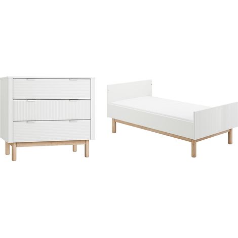 Lettino evolutivo 70x140 e Cassettiera a 3 cassetti Pinio Miloo Bianco