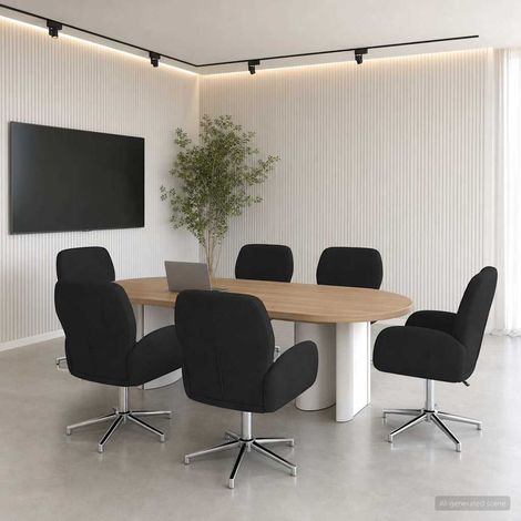 Lot de 6 chaises de bureau pivotantes 360° réglables en hauteur en tissu noir - PANGIVO (1/5)