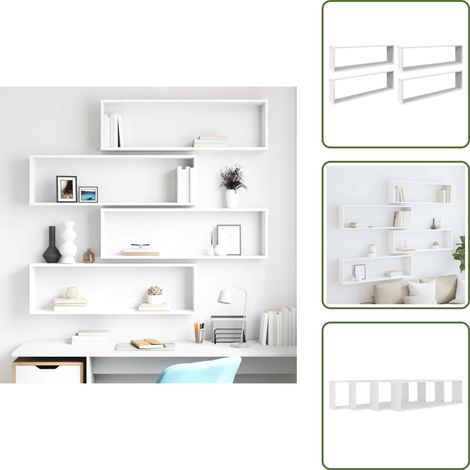 Étagères cube murales 4 pcs Blanc 100x15x30cm bois d'ingénierie - Étagères Murales - Étagères Cubes - Décoration Murale - Rangement Mural - Bibliothèque Murale (1/5)