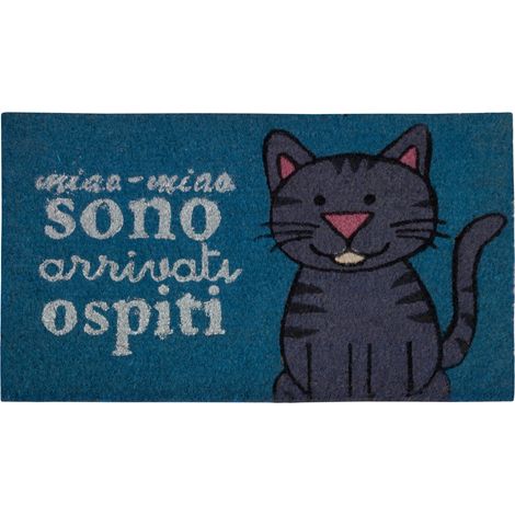 Zerbino Entrata Ingresso Casa Esterno Antiscivolo In Cocco Fortuna Dis. Gatto (1/4)