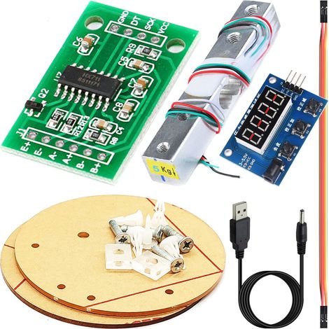 Kit de 24 Bit A/D Module avec 5kg Cellule de Charge Numérique 24-bit high precision, Capteur de Poids, Analogique-Numérique, Pour Balance Électronique Portable, avec module d'affichage (1/5)