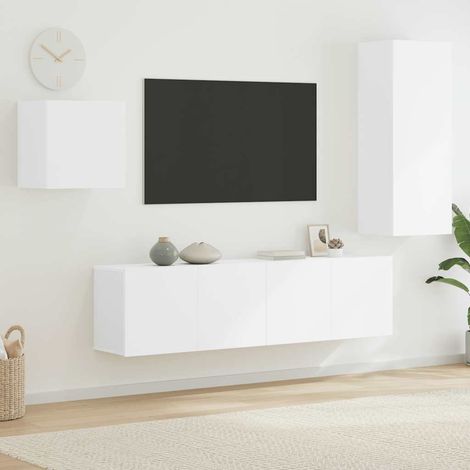 vidaXL 4 Piece TV Wall Units White Engineered Wood (1/5)