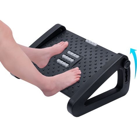 Repose pieds de bureau ajustable, robuste et ergonomique, soulage la douleur et offre un soutien corporel, effet de massage confortable pour une meilleure circulation sanguine dans les jambes. (1/5)