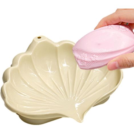 Portabicchieri a forma di conchiglia – scolapiatti autopulente Scolapiatti universale, decorativo ed elegante, ideale per la doccia, i viaggi, il bagno e la cucina - giallo (1/4)