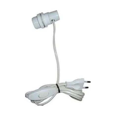 Adaptador bombilla E14 con interruptor y enchufe 2x0,75 a 1,5m, blanco