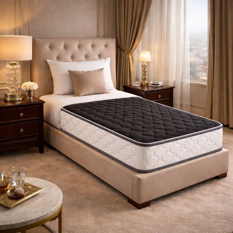 Matelas 90x200  - Hauteur 20 cm Soutien Ferme Mousse Haute Densité 30 kg/m³ – 2 Faces de Couchage (Face Noire Design) – Certifié CertiPUR & OEKO-TEx – Modèle Doux Rêve 20 Noir