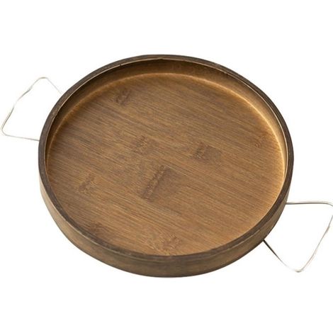Plateau d'accoudoir de canapé en bambou avec fixation à clipser et surface antidérapante dimensions 25 x 3 cm pour aliments boissons téléphone et télécommande couleur marron (1/5)