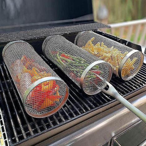 Panier à barbecue roulant en acier inoxydable pour accessoires de barbecue (1/5)