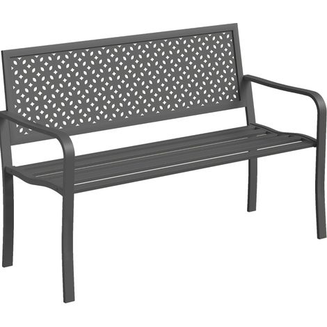 Banco de jardín de metal para 2 personas, gris oscuro, 240 kg (1/5)