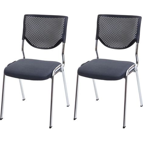 [NUNCA USADO] Juego de 2 sillas de visita T401, silla de conferencia apilable, tela/textil, asiento gris oscuro, patas cromadas