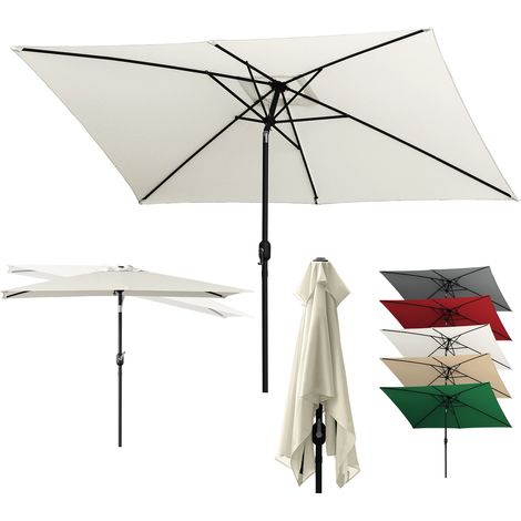 TolleTour Rechteckiger Sonnenschirm 1,4 × 2,1 m Stecksystem – Mehrteiliger Balkonschirm, cremeweiß