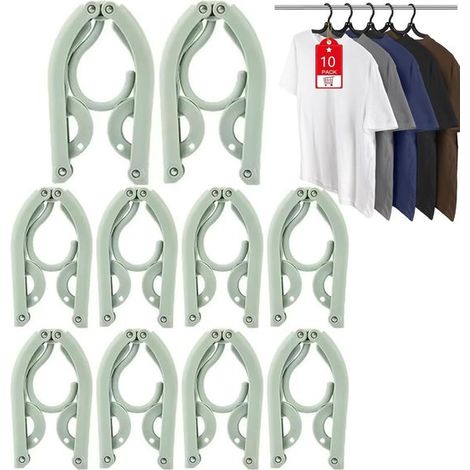Confezione da 10 grucce pieghevoli per abiti — Grucce per abiti - grucce in plastica — Adatte per i viaggi — Plastica — Verde (1/5)