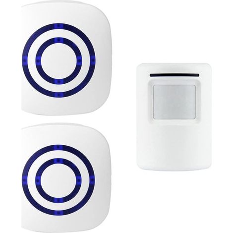 Campanello con sensore di movimento,Allarme rilevatore di ingresso,Avviso di benvenuto in negozio,Installazione wireless,Portata 70 metri,Bianco