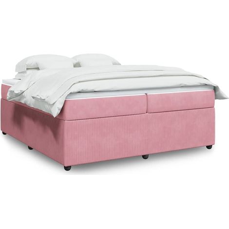 Cama box spring con colchón terciopelo rosa 200x200 cm vidaXL (1/5)