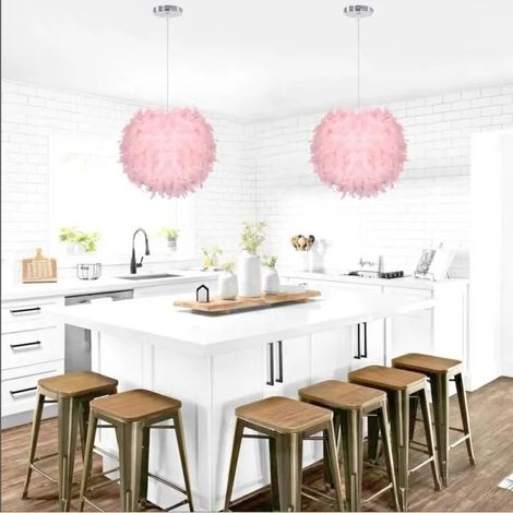 Lot de 2 Lampe Luminaire Industrielle,Lustre Suspension Moderne en Plume Style Edison pour Salon Chambre (1/4)