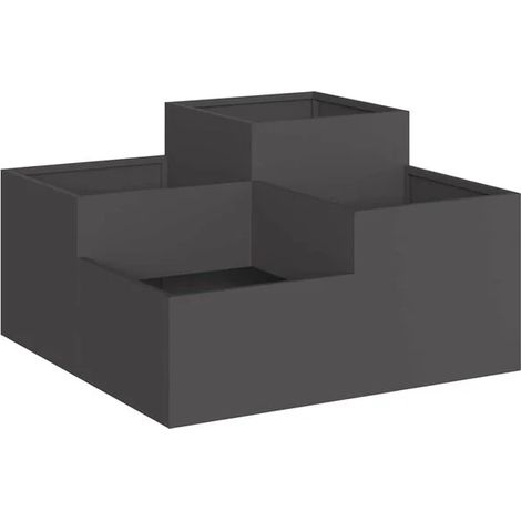 Pot de fleurs de jardin noir, 80 x 80 x 48 cm, acier