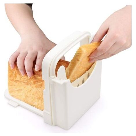 Foldable Bread Slicer, Adjustable Thickness, Bread, Roast, Sandwich, Loaf (White) (1/5)