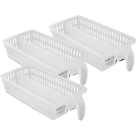 Bac de rangement réfrigérateur - JUANIO - Lot de 3 - Effet maille - Poignée - Transparent 30,4×14,5×6,4 cm (1/4)