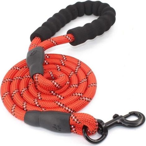 (Rouge)1,5M Laisse Chien, Corde Laisse Pour Chien Avec Poignée Rembourrée Souples En Nylon Durable Laisse De Sécurité (Rouge)[Z1501] (1/4)