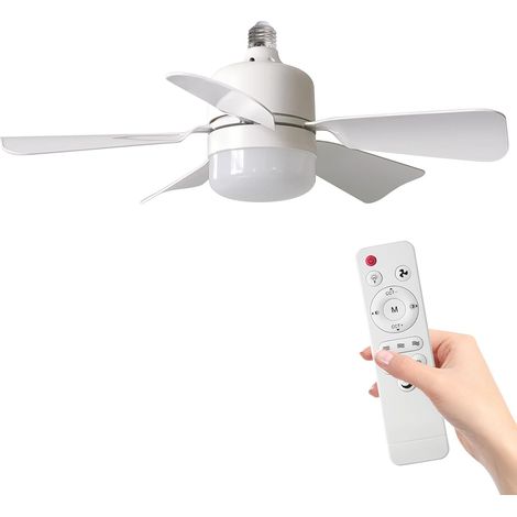 Ventilateur de Plafond avec Lumière,E27 Ventilateur Plafond 30W (Blanc) 3 Vitesses,3 Couleurs,1/2/4 Minuterie Télécommande, Ventilateur Plafond Silencieux pour Chambre,Cuisine,Salle de Bain (1/5)