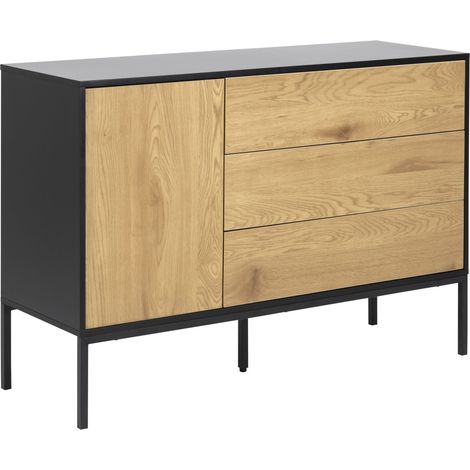 Sea Sideboard 1 Tür und 3 Schubladen, schwarz.