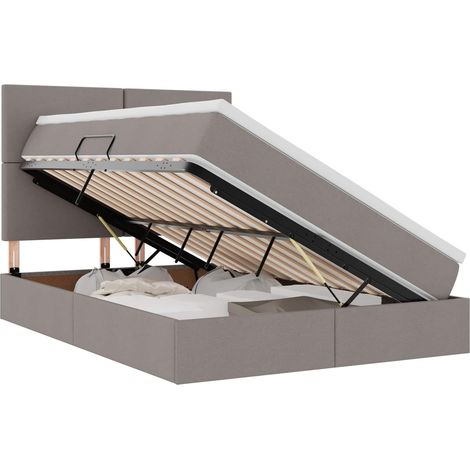 Maison Exclusive - LED-Speicherbett mit Matratze Taupe 140 x 200
