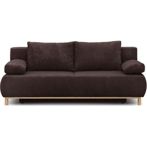 Mika canapé convertible velours marron foncé 192 cm (1/5)
