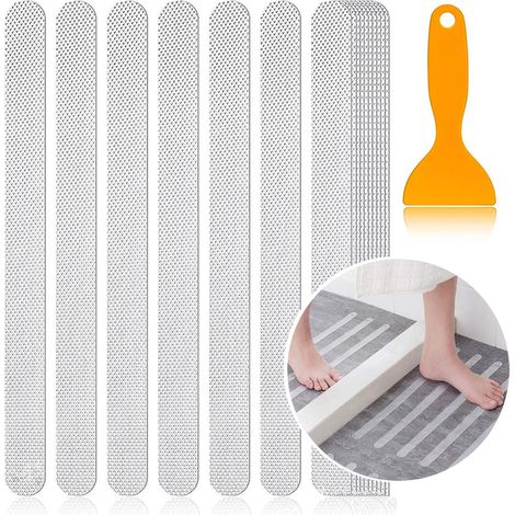 Lot de 24 bandes antidérapantes, transparentes, adhésives, PEVA, pour douche, bain (1/5)
