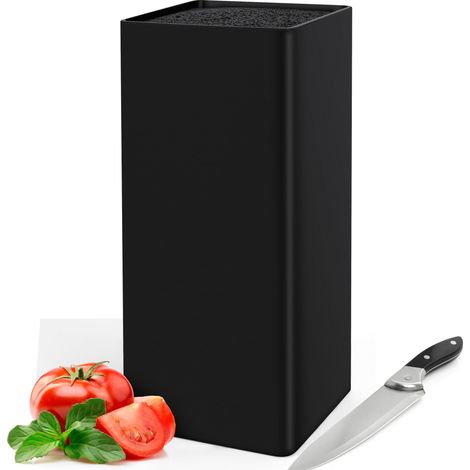 Porte Couteaux sans Couteaux, Blocs Couteaux Vides Noir, Universel Porte-Couteaux de Cuisine, Support Couteau de Cuisine avec Lattes Flexibles, Rangement Couteaux Cuisine Carré, 22 x 9.5 x 9.5 cm (1/5)