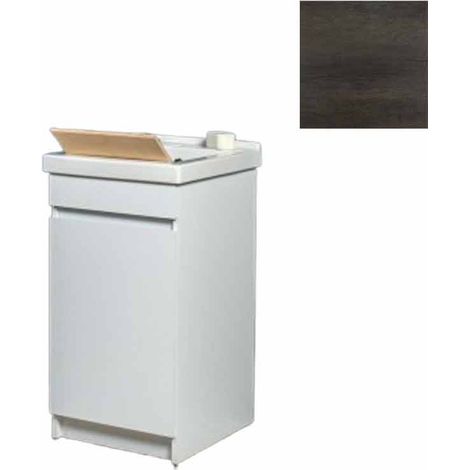Mobile Lavatoio in Ceramica 1 Anta con Strofinatoio in Legno Massello 45x50x86A cm Olmo Scuro (1/5)