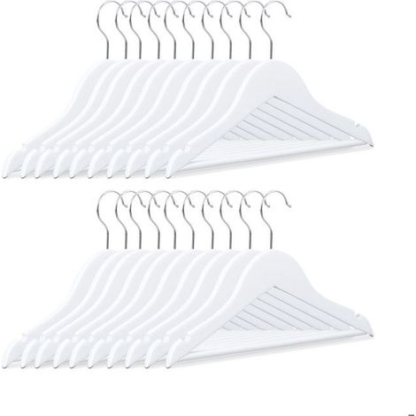 Cintres enfants bois set de 20 cintres bois crochet pivotant 360° bébé enfant HxlxP: 18 x 30,5 x 0,5 cm, blanc (1/4)