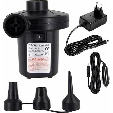 Pompe À Air Électrique - 12 V DC / 230-240 V AC - Pour Matelas Gonflables Coussins Piscines Lit Flottant - 3 Buses Incluses - 1 Pièce (1/5)