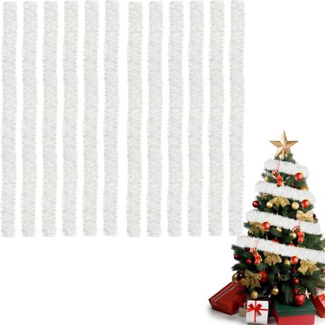 SWANEW Albero di Natale 12x con elegante ghirlanda di pelliccia sintetica da 2 m e nastro ornamentale (1/5)